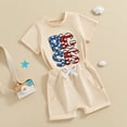 thumbnail image 3 of Okbabeha Baby and Toddler Girl Boy Big Sister Little Sister Brother Matching Outfits Romper/T Shirt+Shorts 4th of July Outfit, 3 of 7