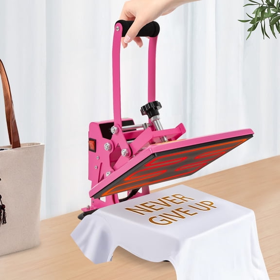DENEST Heat Press Machine CH2122 for DIY T-Shirts, Adjustable Pressure, Pink