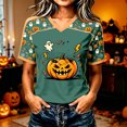 thumbnail image 2 of Evdexr Halloween Shirts Womens Short Sleeve V Neck Tees 2026 Pumpkin Jack O Lanterns Ghost Graphic Blouses Loose Fit Breathable Holiday Casual Tops 2XL, 2 of 5