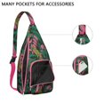 thumbnail image 4 of Jungle Floral Sling Backpack - Exotic Monstera & Flowers Design Crossbody Bag, Fashionable Pack, 4 of 4