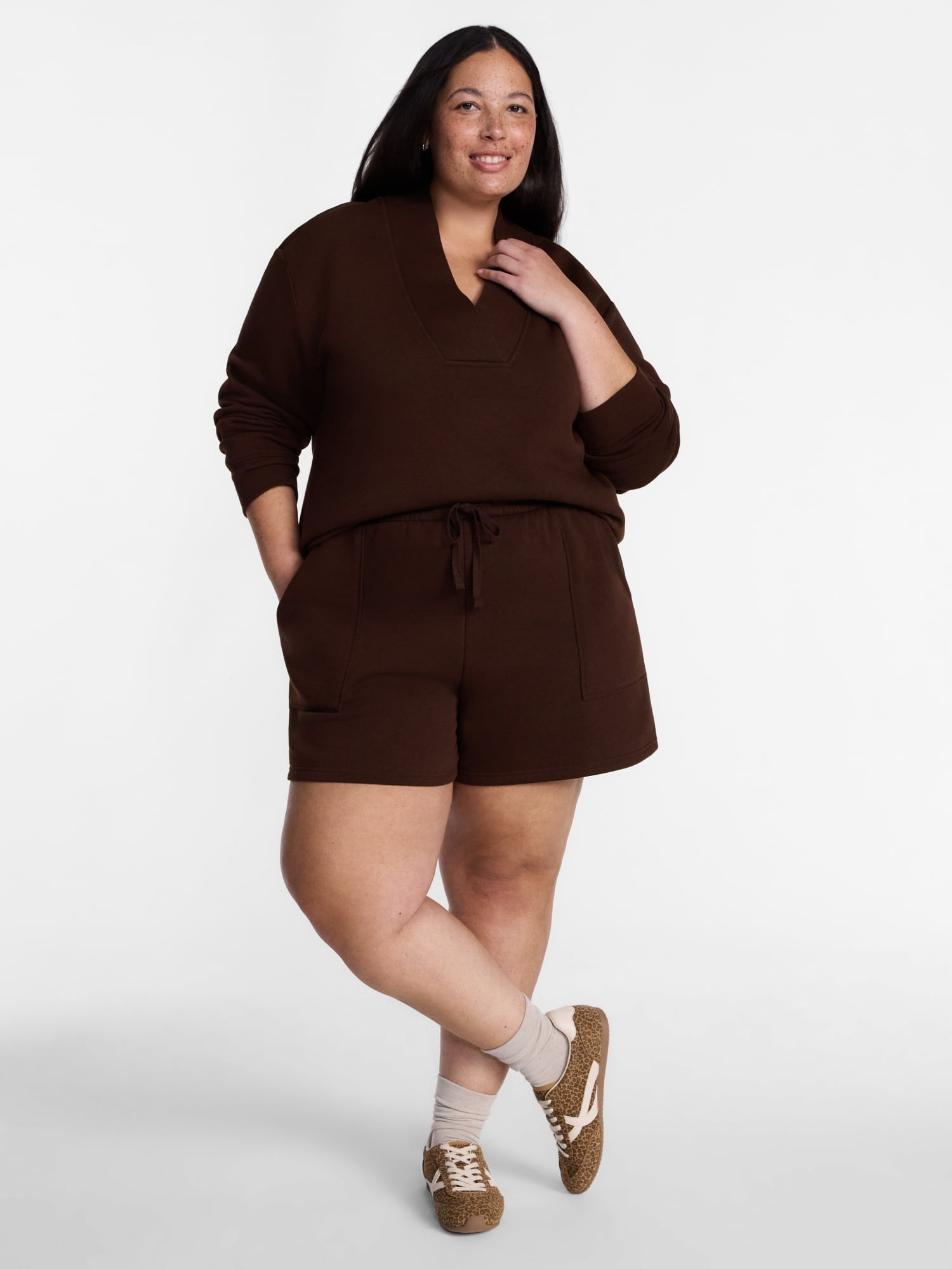 Terra & Sky Women's Plus Pull-On Fleece Short, Sizes 0X-5X