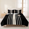 thumbnail image 3 of Twin Quilt Set 68''x86'', Black Beige Striped Lightweight Summer Bedspread Coverlet Set with 2 Pillow Shams, Modern Farmhouse Retro Lines Breathable All Season Quilt Bedding for Dorm/Bedroom, 3 of 9