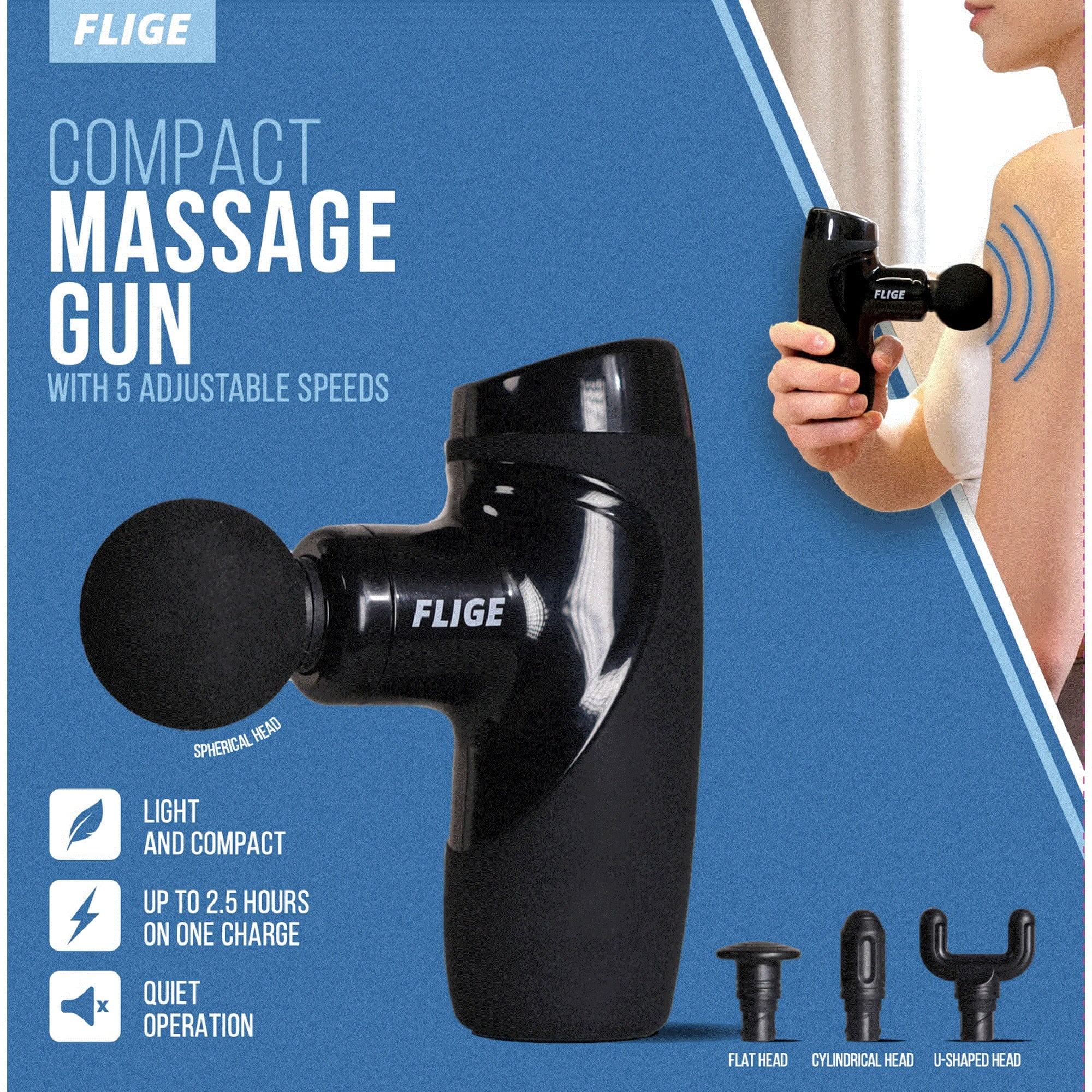 Open Box FLIGE Percussion Pocket-Sized Deep Tissue Massage Gun for Pain Relief & Muscle Recovery Gifts- 7mm Amplitude 3000 RPM