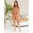 thumbnail image 5 of Womens Summer 2 Piece Outfits Vacation Casual Trendy Shorts Matching Sets Sleeveless Casual Linen Outfits 2024, 5 of 6