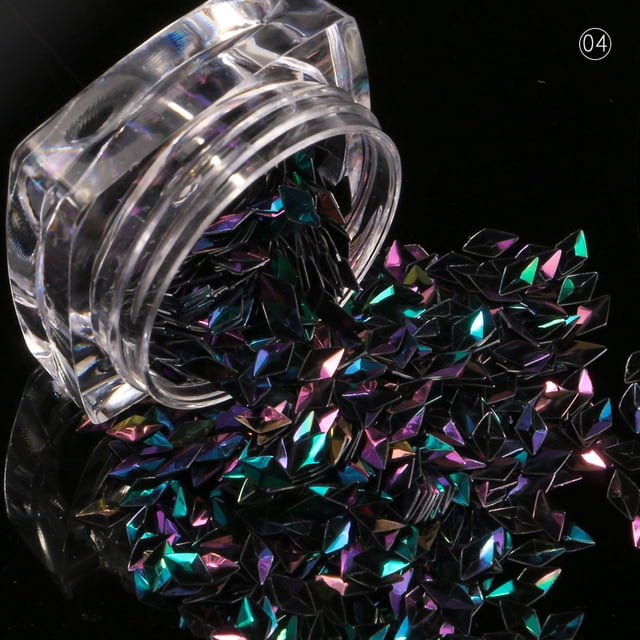 Fiudx Parches de Uñas Postizas con Lentejuelas de Diamante Tridimensionales y Purpurina, Accesorios para Decoración de Uñas