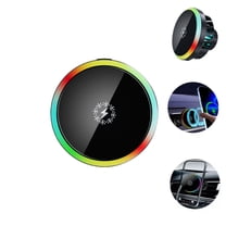 Wiher Wireless Car Charger, Magnetic Car Charging Holder with All iPhone/Samsung Models for RGB Lighting Fast Charging 360-degree Rotation, Black