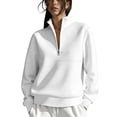 thumbnail image 2 of CFLVAEK Half Zip Sweatshirt for Women Solid Color Lapel Workout Sweatshirts Casual Long Sleeve Fall Pullovers White L, 2 of 7