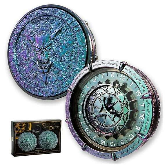 Random Dice King Unique Dice Design 7 in 2 Dice Spinner for Dungeons and Dragons TRPG Dice Set,Adult