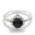 thumbnail image 2 of Gem Stone King 1.66 Cttw Black Onyx and White Moissanite Engagement Ring for Women | 7MM Cushion Checkerboard | 925 Sterling Silver | Gemstone Birthstone (Size 6), 2 of 4