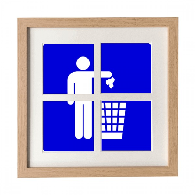 Basura cuadrado azul marca de advertencia Pantalla de escritorio de pared de marco 4 aperturas