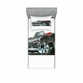 thumbnail image 2 of Ambesonne Cartoon Fitted Sheet & Pillow Sham Set, Nostalgic Sports Car, Queen, Pale Grey Blue, 2 of 3