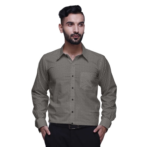 BESTMAN Long Sleeve Formal Shirt For Men Printed Button Down Cotton Men Shirts