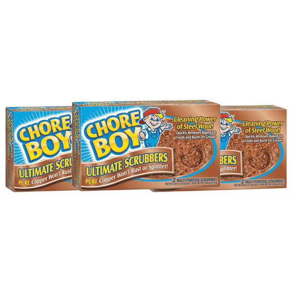 6 Pieces Chore Boy 100% Pure Copper Rust Free Scrubbers, for Pot and Pans