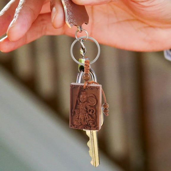 OUNONA Wooden Keychain Pendant for Bags and Keys Crafted with Durable Brown Wood Ideal as Souvenir or Gift