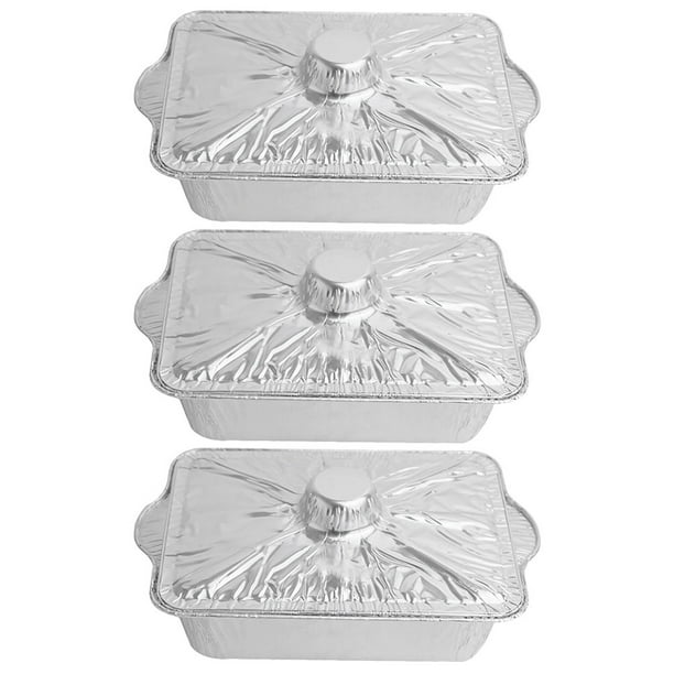 GOOHOCHY 3 moldes desechables de aluminio para tartas, rectangulares y con tapa.