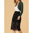 thumbnail image 5 of MODA NOVA Juniors Floral Lace Sheer Open Front Bolero Shrug Cropped Cardigan, 5 of 6