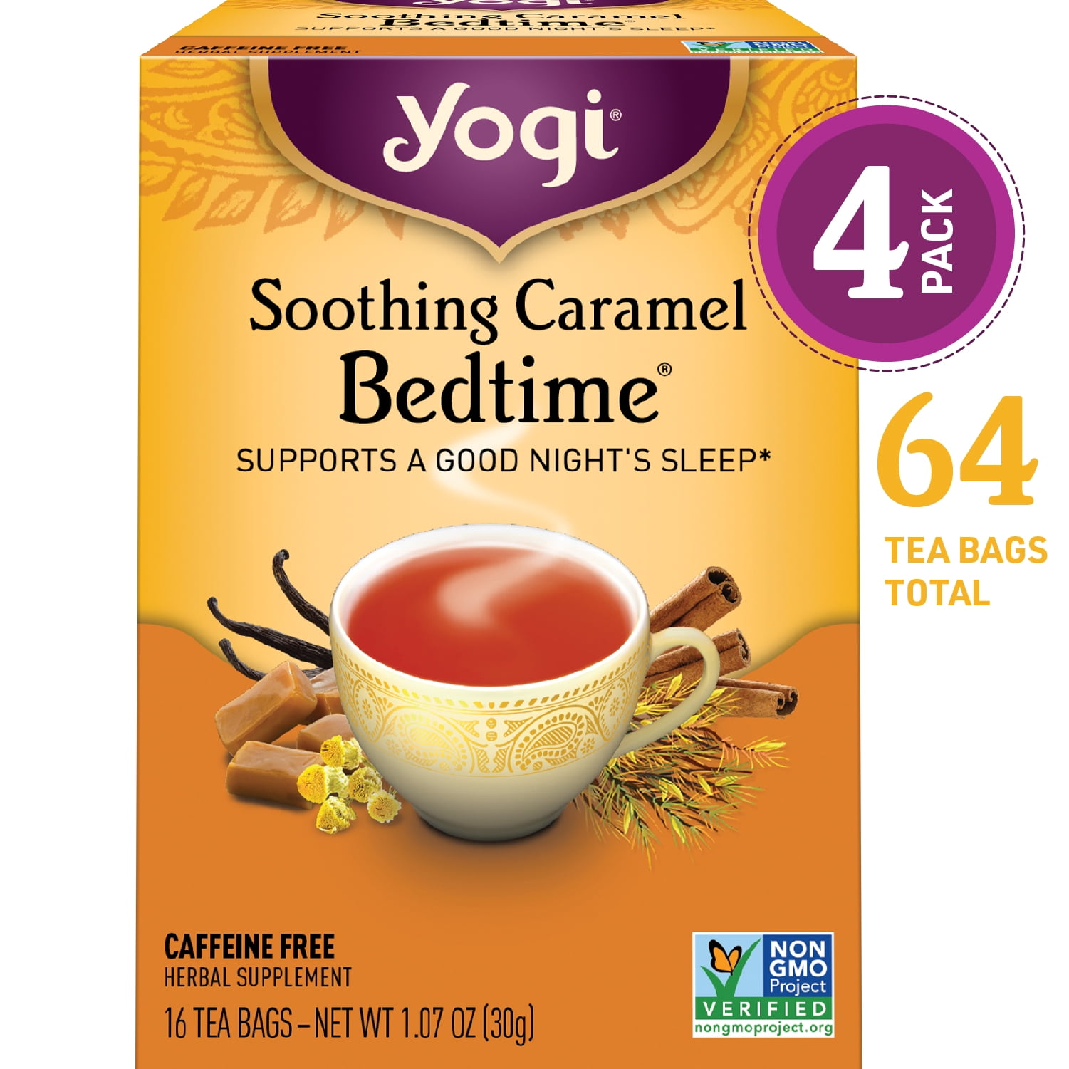 Yogi Tea, Herbal Tea Bags, Soothing Caramel Bedtime Tea, Supports a Good Nights Sleep, 16 Ct Tea