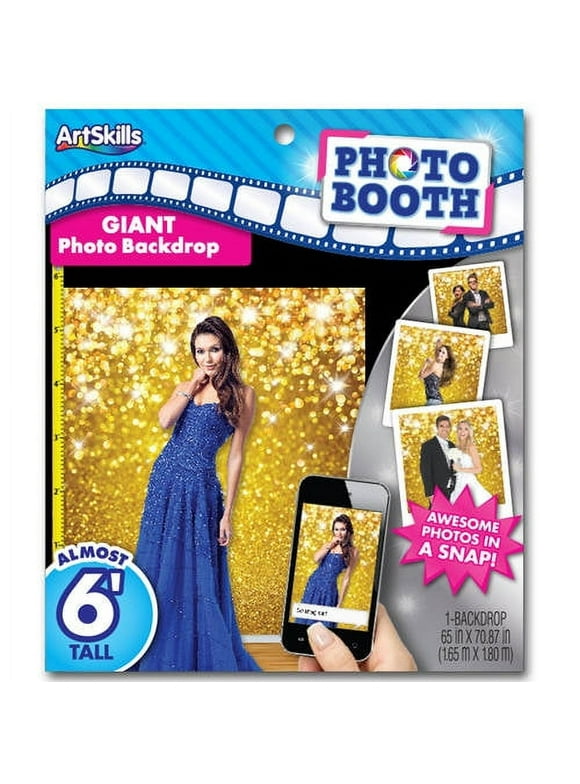 Giant Gold Glitter Photo Booth and Party Wall Hanging Backdrop, 65" x 71", for Teens and Adults, 1-Pack