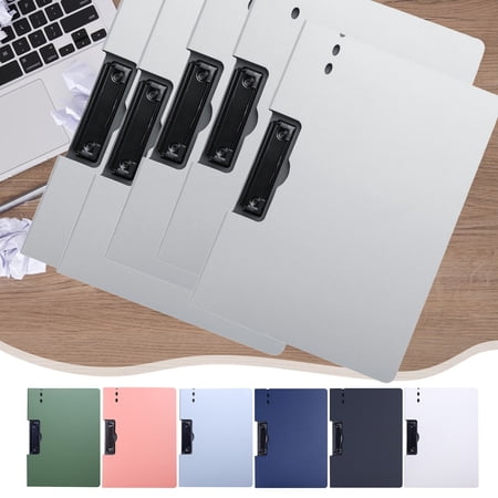 FEOLGEHLY 5PCS Plastic File Folders Multi-Functional A4 File Organizer Writing Pad Portable Storage Box for Work Office Organise Exam Papers Receipts Contracts Paperwork (Black)