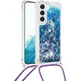 thumbnail image 2 of Long Crossbody Lanyard Clear Case for Samsung Galaxy S23+ Plus with Adjustable Neck Strap, Glitter Sparkly Bling Quicksand Phone Cover Cases for Samsung Galaxy S23 Plus Rose Gold QKG Blue, 2 of 7