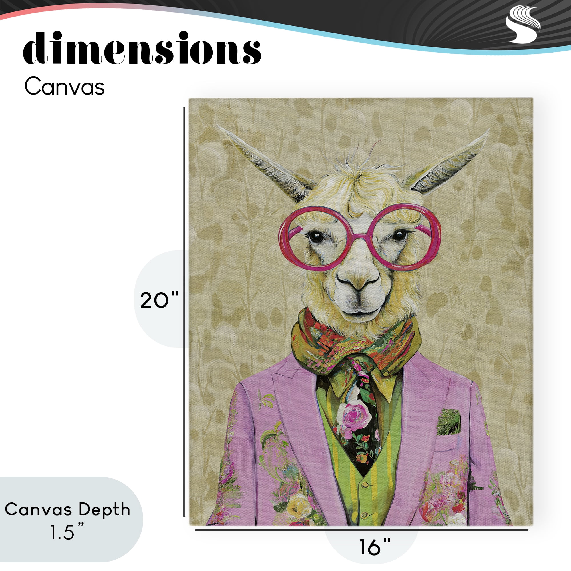 Stupell Industries Stylish Llama with Glasses Canvas Wall Art, design by Svetlana Aleynikova