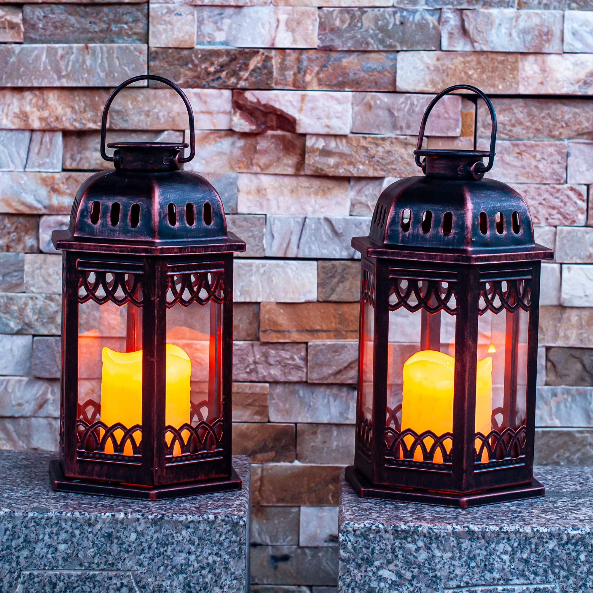 SteadyDoggie Solar Lanterns Metal with Flickering Candle LED 2