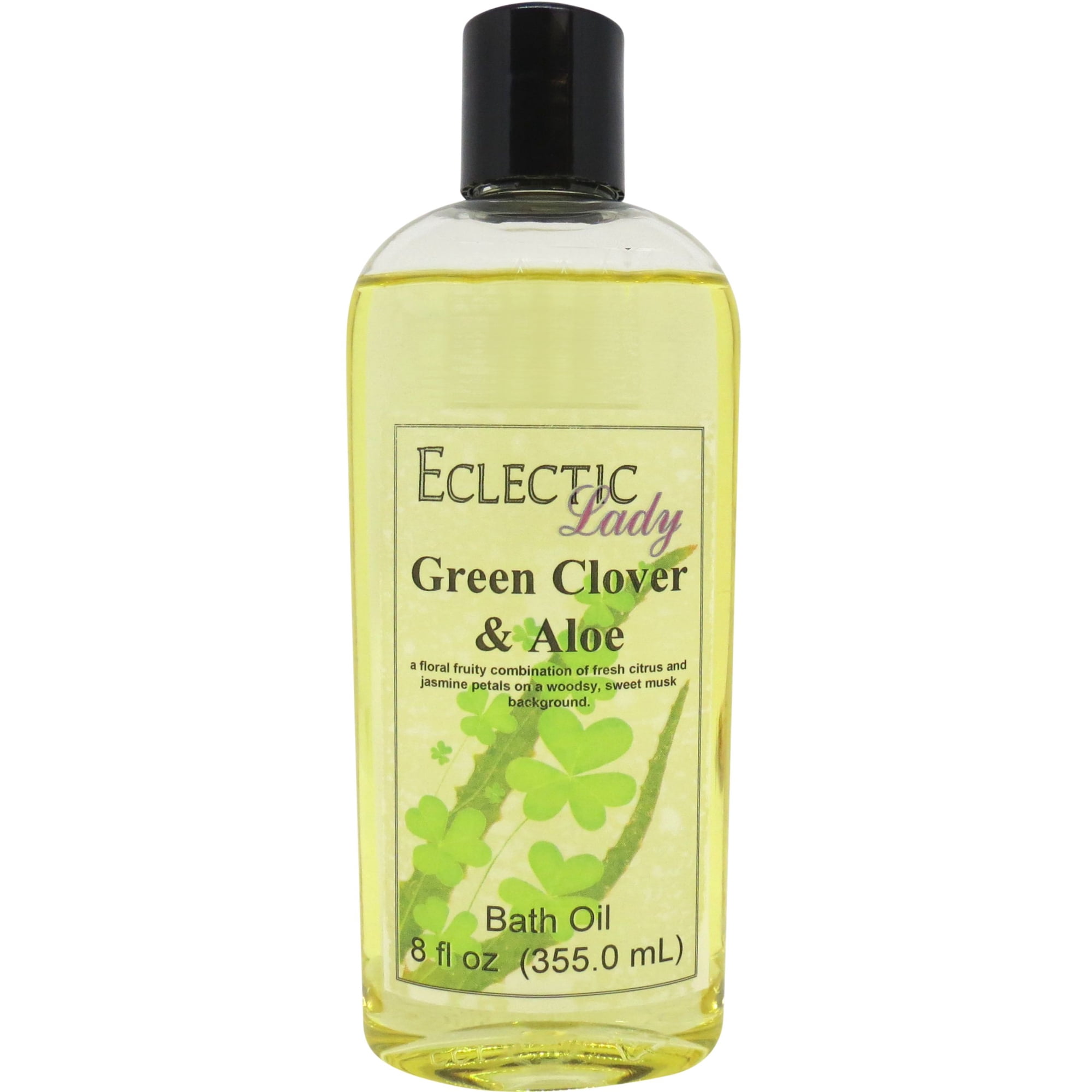 Green Clover And Aloe Bath Oil - Scented Body Oil - Relaxing & Moisturizing Bathing Oil - Fragrance Body Oil For Dry & Rough Sensitive Skin - 8 oz