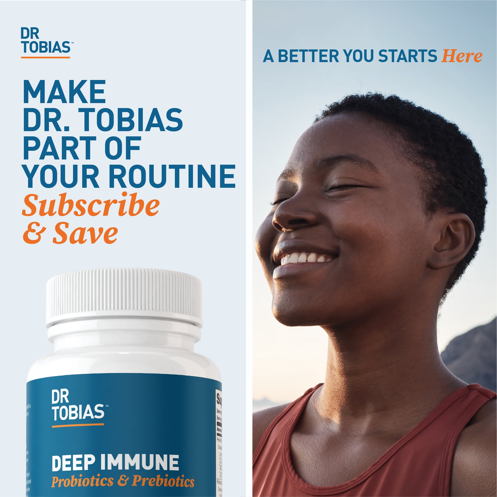 Dr. Tobias Deep Immune Probiotics & Prebiotics - Dual Action Digestion & Immune Support with PreforPro Prebiotics & Delayed Release Spore Forming Probiotics for Women & Men 60 Capsules 30 Servings