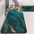 thumbnail image 2 of Kitchen Rugs Sets Of 2,Teal and Gold Marble Wavy Veins Pattern Anti Fatigue Kitchen Mat Rugs Non Slip Washable,Decorative Kitchen Floor Mats for Kitchen,Sink,Laundry,17"x47"+17"x47", 2 of 5