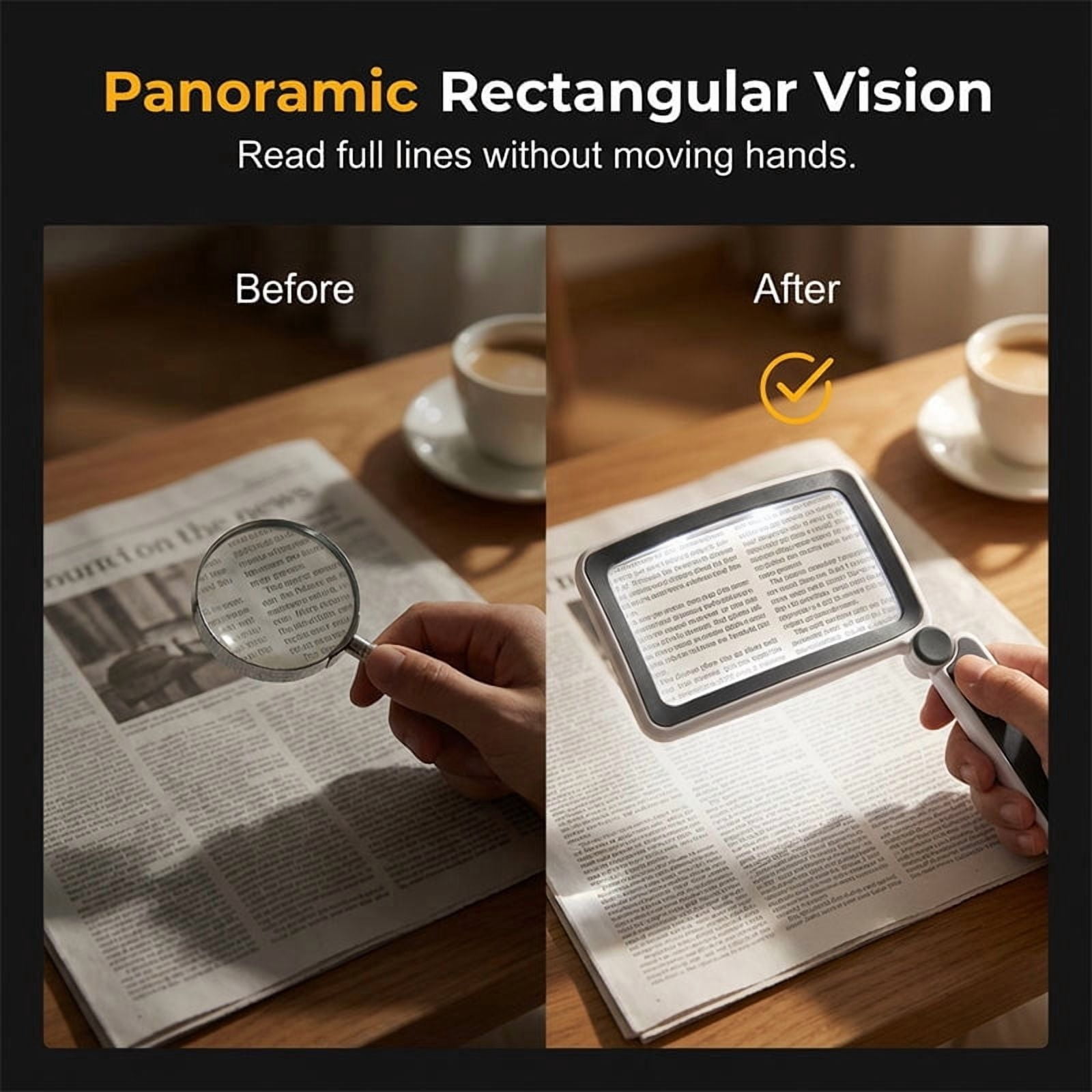 Xheghe Folding Handheld Magnifying Glass with Light for Easy Reading - Ergonomic Design for Comfortable Use Anywhere, Perfect for Book Lovers and Magazines