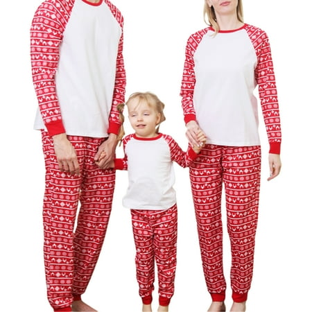 

wsevypo Family Matching Nightwear Set Christmas Floral Print O-Neck Long Sleeve Tops+ Pyjama Trousers