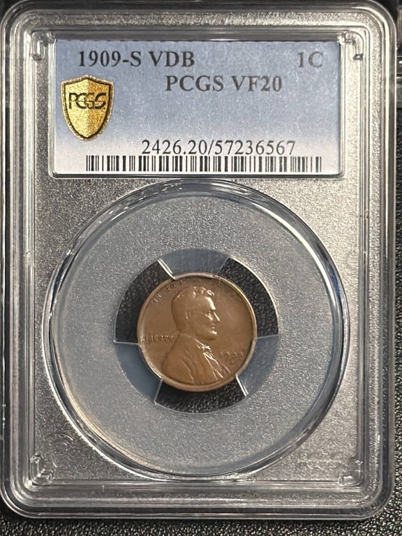 1909 S VDB Lincoln Wheat Cent PCGS VF-20 BN