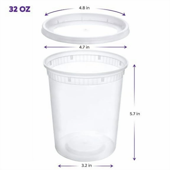 Pantry Value [Case of 240 32 oz. Plastic Food Storage Deli Containers with Lids, Disposable Soup Containers With Lids - Perfect for Storing Soups, Sauces, and Snacks