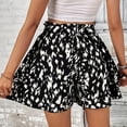 thumbnail image 5 of Women Cotton Linen Casual High Waist Drawstring Retro Printed Boho Shorts Pants Summer Beach Loose Fit Wide Leg Shorts Trendy Vacation Bottom Black L, 5 of 6