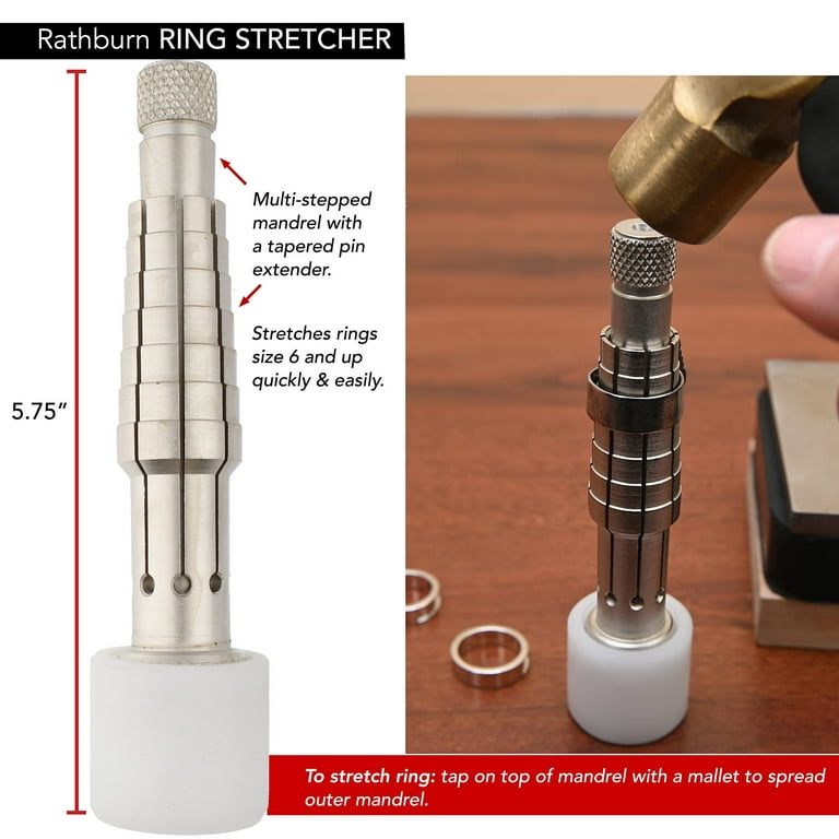 Rathburn Ring Stretcher – 5.75 Inches Multi-Stepped Mandrel – Stretches  Rings Size 6 and Up – Sizing Tool to Adjust Wedding Bands and Other Finger