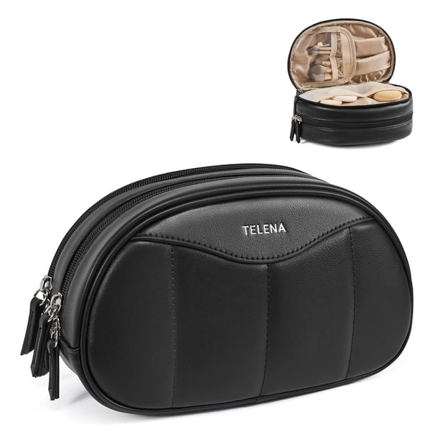Bolsa de maquillaje Telena Medium Travel de cuero vegano para mujer
