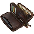 thumbnail image 3 of CAZORO Women's Vintage Leather RFID Blocking Wallet Double Zipper Organizer Large Phone Pocket Wrislet Wallets for Women Leather Brown, 3 of 10