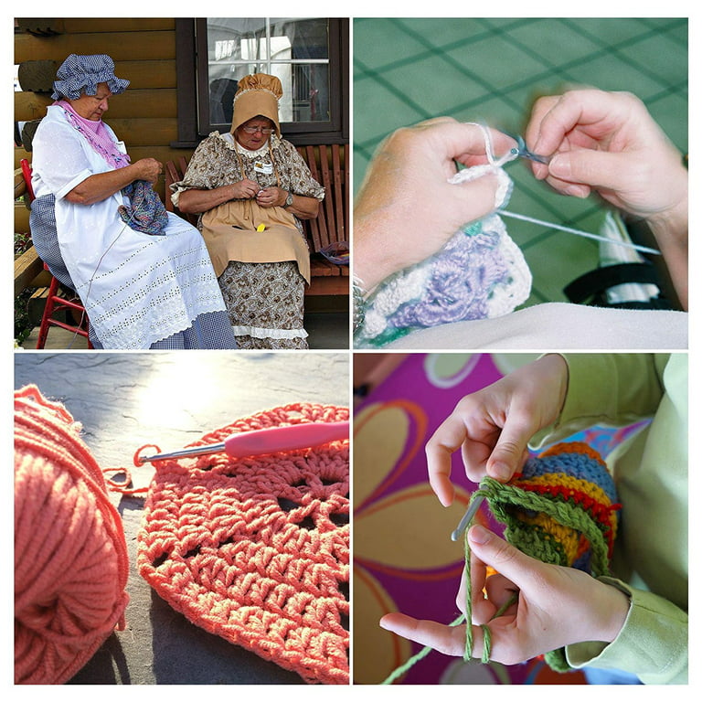 Hanmir Crochet Hooks Set Aluminum Handle Knitting Needles for Arthritic Hands Crochet Needles for Yarn Craft Nice Gift for Women