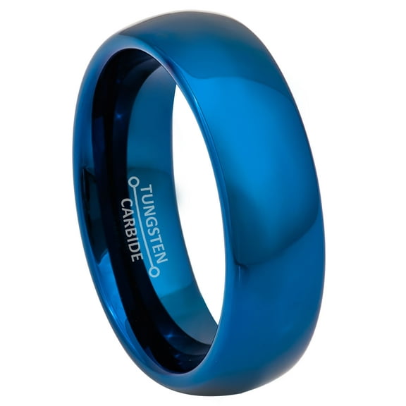 6mm Women’s Blue Tungsten Wedding Band, Shiny Finish Dome Comfort Fit Anniversary Ring - TN893WAs5.5
