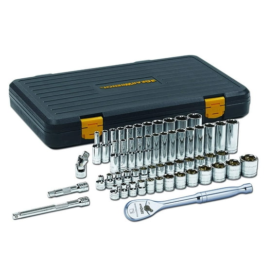 GearWrench 80550P 56-Piece 3/8-Inch Drive SAE/Metric 6 Point Standard and Deep Socket Set