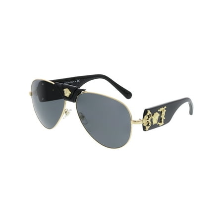 Versace Men's Mirrored VE2150Q-100287-62 Gold Aviator Sunglasses