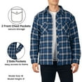 thumbnail image 3 of Alpine Swiss Mens Josh Fleece-Lined Flannel Jacket Heavyweight Snap Button Plaid Shirt Shacket Warm Winter Outerwear NVB 2XL, 3 of 7
