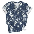 thumbnail image 4 of HONHUZH Womens Shirts Clearance 2025 Summer Tops Floral Graphic Crew Neck Blouse Short Sleeve Plus Size, 4 of 5