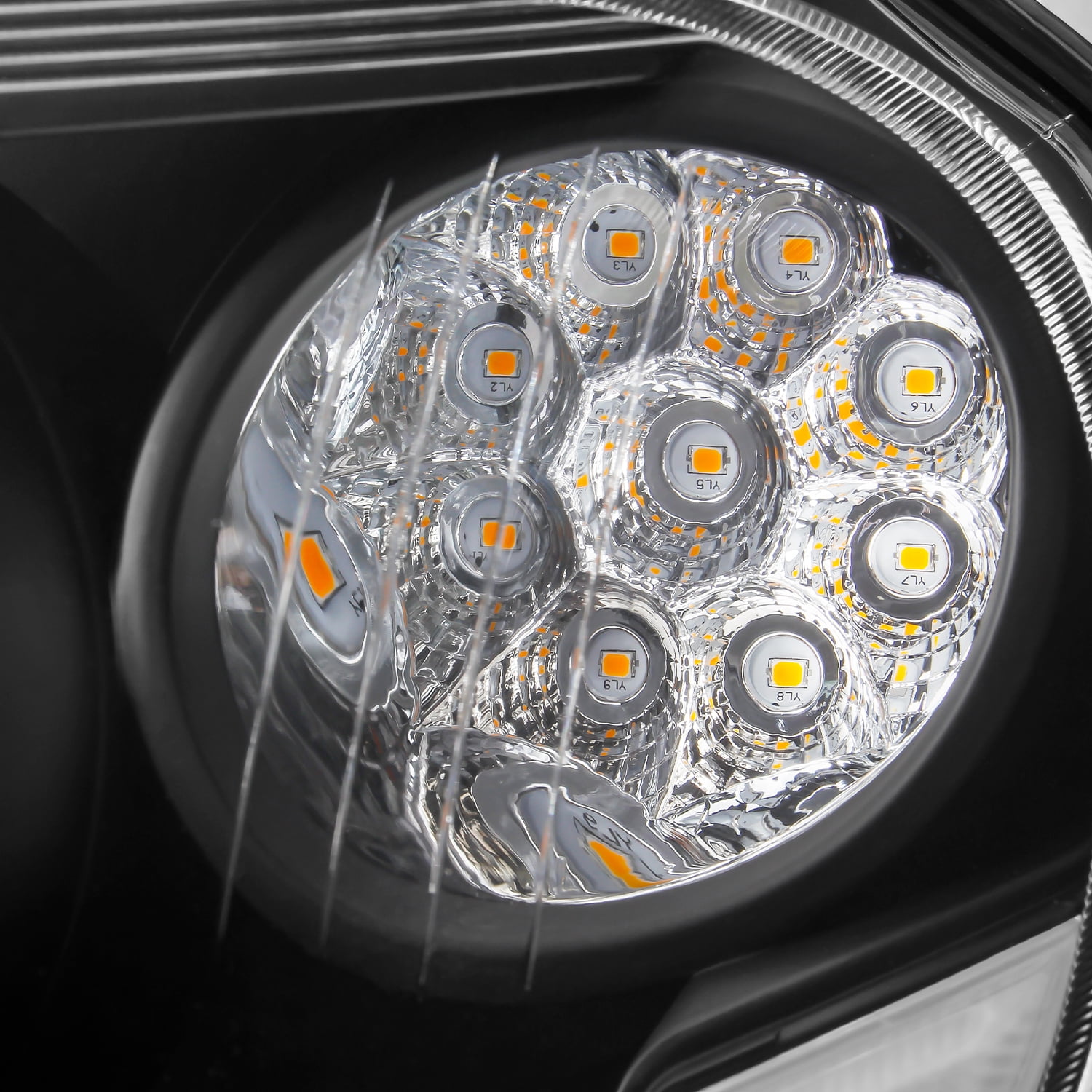 AKKON - Fit 2006-2011 Chevy HHR Halogen Type Headlights Headlamp with LED Bar Black Housing Replacement Driver - Passenger