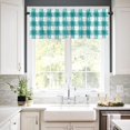thumbnail image 3 of 3 Piece Farmhouse Cyan Turquoise Kitchen Curtains, Tier and Valance Rod Pocket Window Curtains Set Watercolor Plaid Cafe Curtains for Kitchen Valances Window Treatment 54X18in+27x36in×2, 3 of 5