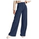 thumbnail image 1 of Pantalones de vestir de mujer de cintura alta y pierna ancha - Abotonados con bolsillos, corte informal entallado para el trabajo o la playa, 1 of 6