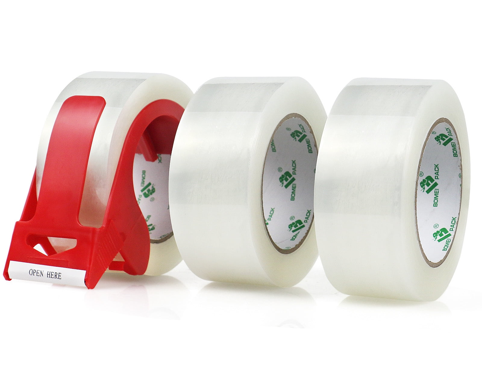 BOMEI PACK No Noise Packing Tape with Free Dispenser,3 Pack,1.88in x