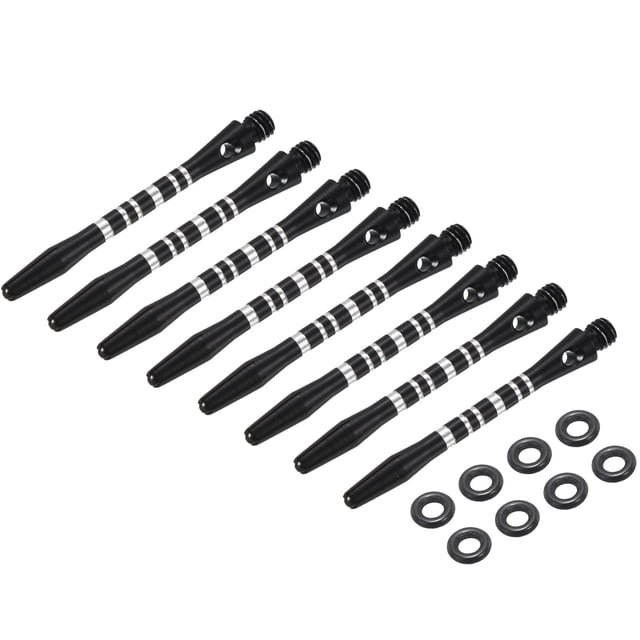 Aluminum Dart Shafts Medium 2BA Thread Dart Stems Replacement Accessories with Rubber Rings for Steel Tip Black