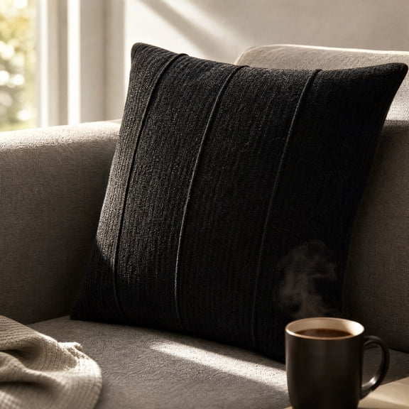 Textured Boucle Throw Pillow Covers 18x18 Inch, Soft Neutral Striped Decorative Pillow Case, Solid Cozy Accent Cushion Cover for Modern Farmhouse Sofa, Bed and Bedroom Home Decor