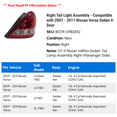 thumbnail image 2 of Right Tail Light Assembly - Compatible with 2007 - 2011 Nissan Versa Sedan 4-Door 2008 2009 2010, 2 of 2